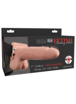 7" Hollow Rechargeable Strap-on with Balls